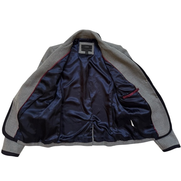 J.Crew Schoolboy Tipped Wool Blazer Academia Old Money Graphite Sz 4 Gray - Picture 9 of 12